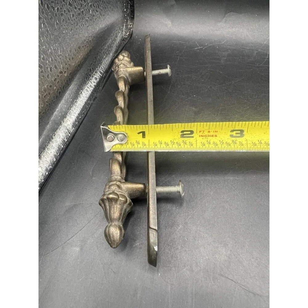 Vintage N3391 Brass Drawer Pull 4” Centers 7” Ornate Twisted Dresser Handle